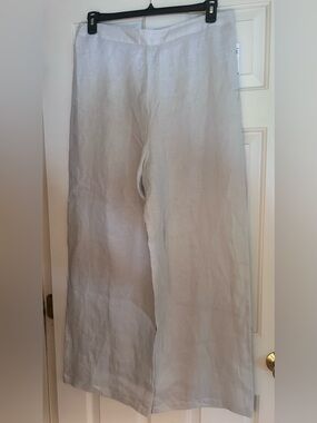 Magaschoni Women’s Sheer Linen Wide-Leg Pants in Light Gray